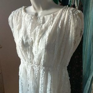 Empire waist, lace and sequins tunic PL boat neck